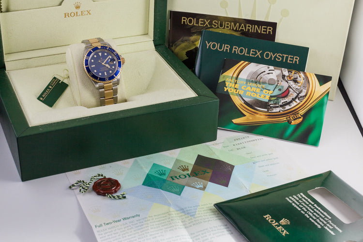 2003 Rolex Two Tone Submariner 16613 with box and papers