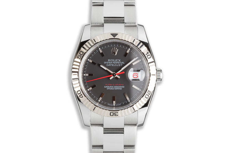 2007 Rolex DateJust Turn-O-Graph 116264 Black Dial & Red Date Wheel