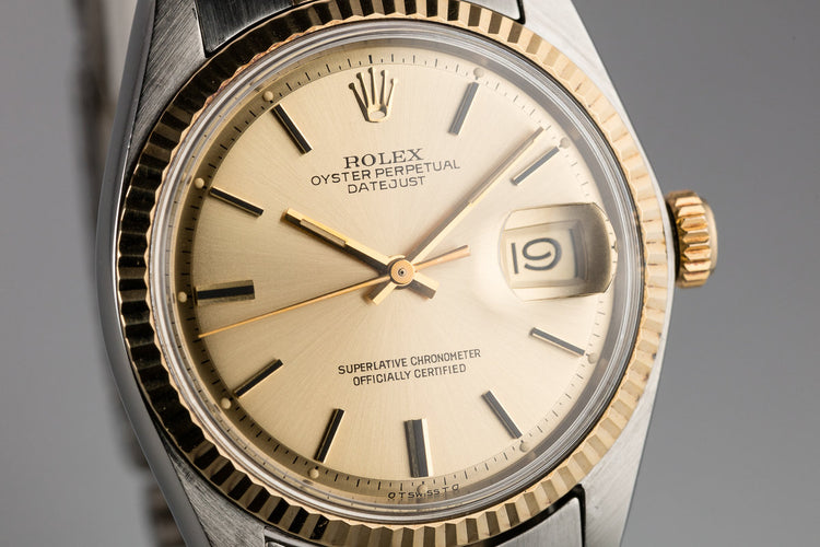 1972 Rolex Two-Tone DateJust 1601 Champagne Sigma Dial with Box and Papers