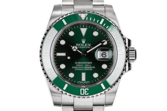 2014 Rolex Green Ceramic Submariner 116610LV "Hulk" with Box and Papers