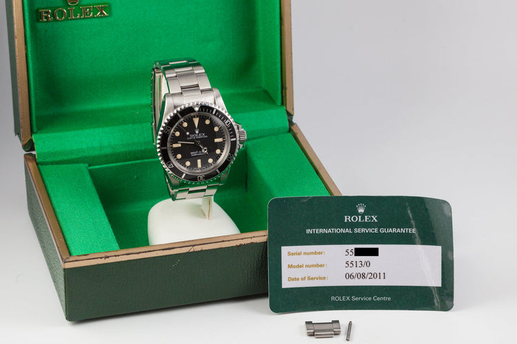 1977 Rolex Submariner 5513 with Mark 1 Maxi Dial with Box and Papers