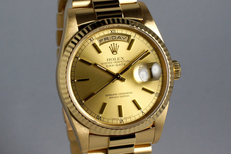 1995 Rolex YG Day-Date 18238 Champagne Dial with Box and Papers