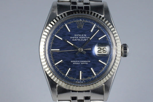 1971 Rolex DateJust 1601 Non-Luminous Blue Dial