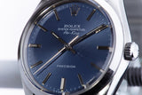 1987 Rolex Air-King 5500 Blue Stick Dial & Creamy Lume Plots with Box, Papers, Booklets, & Service Card