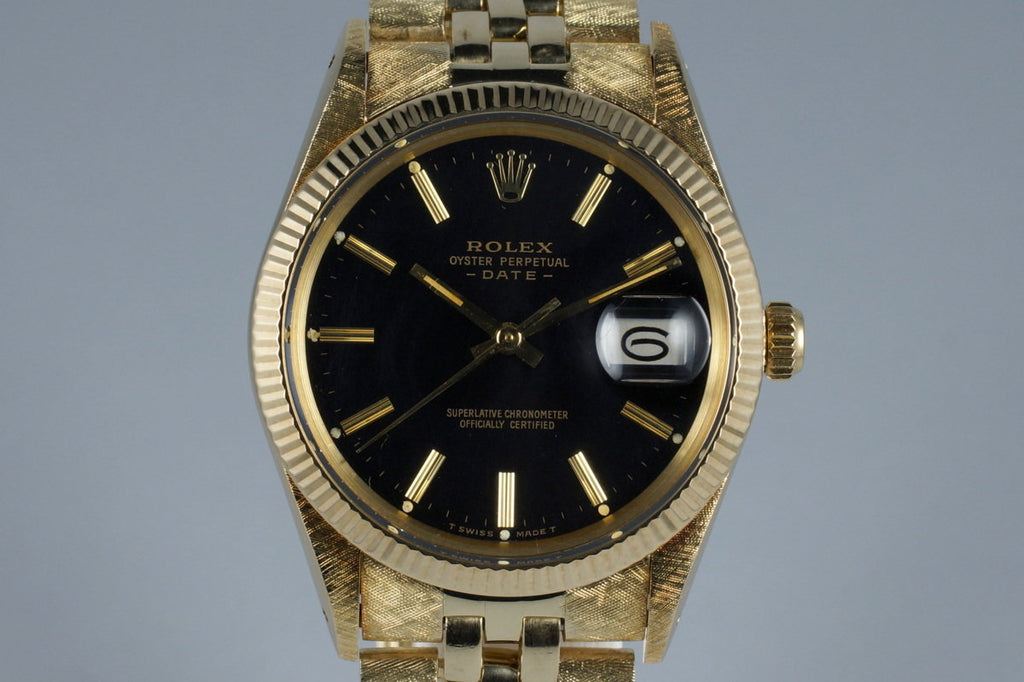 1981 Rolex 14K YG Date 15037 Glossy Gilt Black Dial with Box