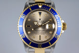 2002 Rolex Two Tone Submariner 16613 Silver Serti Dial