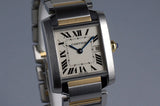 2009 Cartier Two Tone Quartz Tank Francaise 2465 with Box and Papers