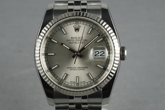 2006 Rolex Modern Datejust 116234 with Silver Stick Dial