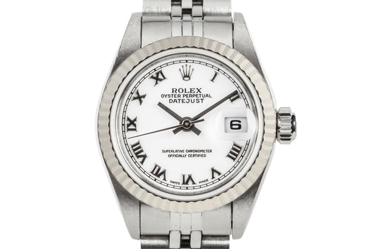 1999 Rolex Ladies Datejust 69174 with White Gold Bezel and Box and Papers