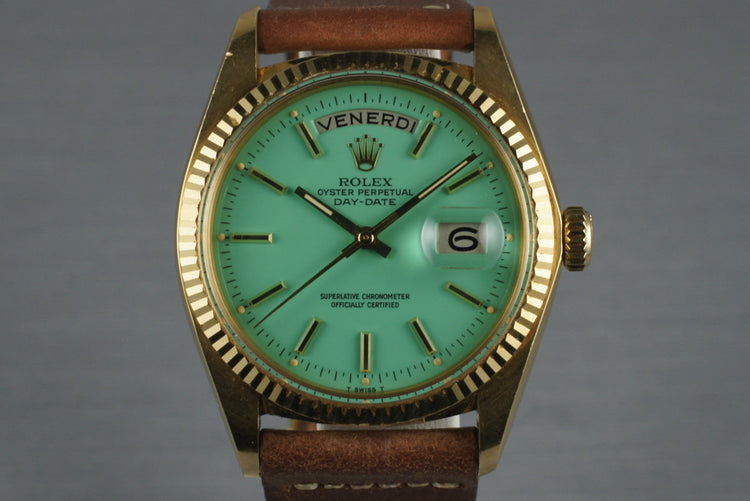 1977 Rolex 18K Day-Date 1803 with Mint Green Stella Dial