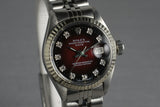 1981 Rolex Ladies Date 6917 Factory Stella Red Gradient Diamond Dial