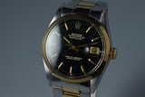 1971 Rolex Two Tone DateJust 1600 Glossy Gilt Black Dial