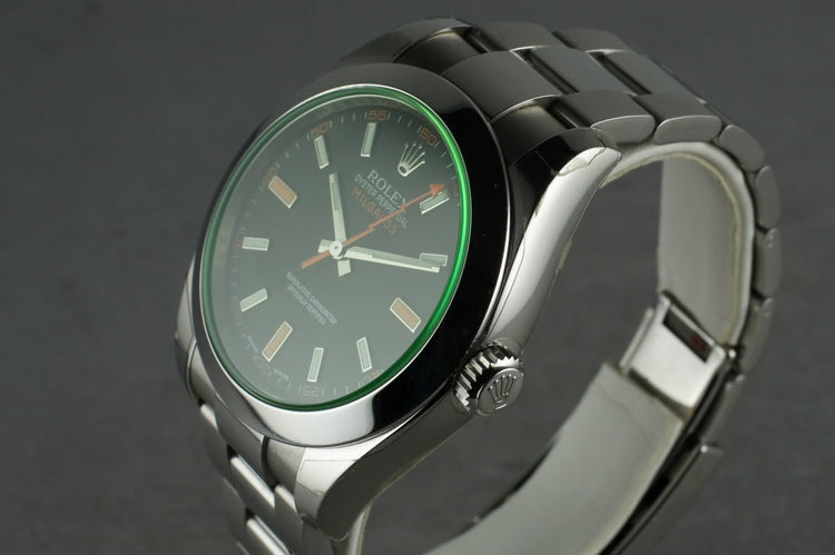 2009 Rolex Milgauss Green 116400 GV with Box and Papers