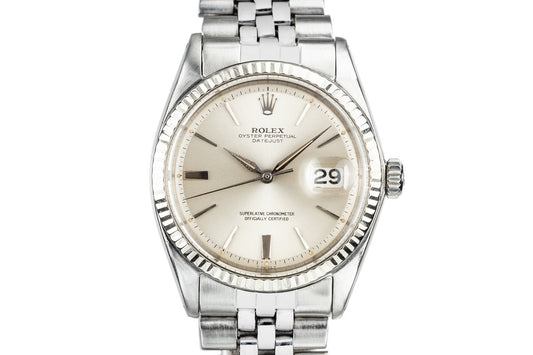 1964 Rolex DateJust 1601 Silver Doorstop Dial with Dauphine Hands