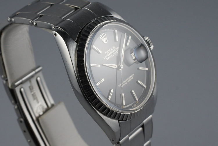 1964 Rolex DateJust 1603 Glossy Black Dial with Box and Papers