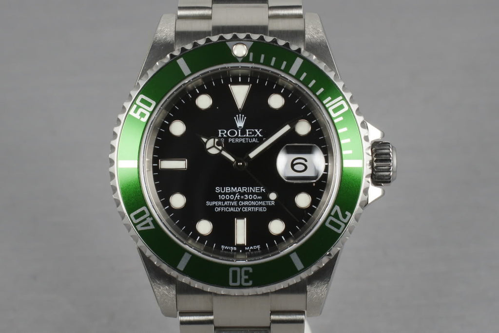 2003 Rolex Green Submariner 16610 LV Mark 1 with Box and Papers