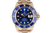 1990 Rolex 18K Submariner 16618 Blue Dial with Service Papers