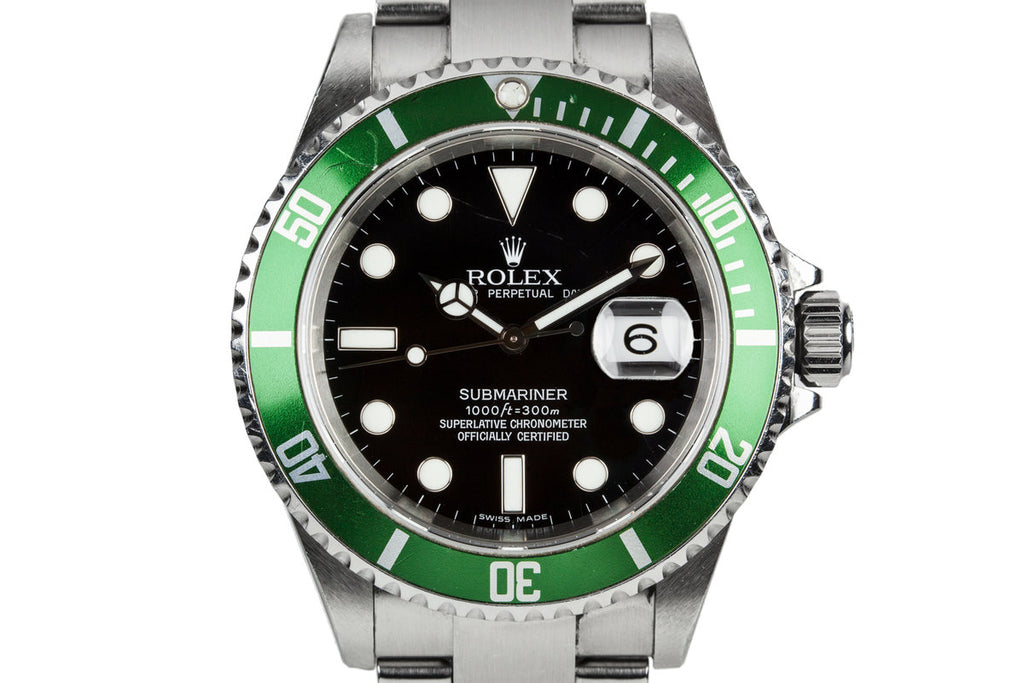 Rolex Submariner Green Bezel 50th Anniversary Watch 16610LV Year 2006