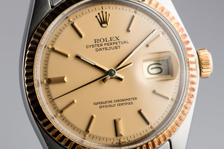 1977 Rolex Two-Tone DateJust 1601 with Matte Champagne Dial and Rosy Case Patina