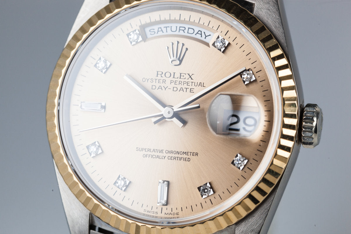 1995 Rolex Two Tone Day Date 18239B with Diamond Dial and Tridor President Bracelet