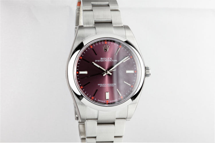 2018 Mint Rolex 39mm Oyster Perpetual 114300 Purple Dial with Box and Papers