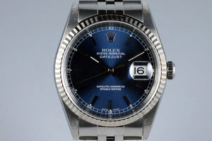 1999 Rolex DateJust 16234 Blue Dial