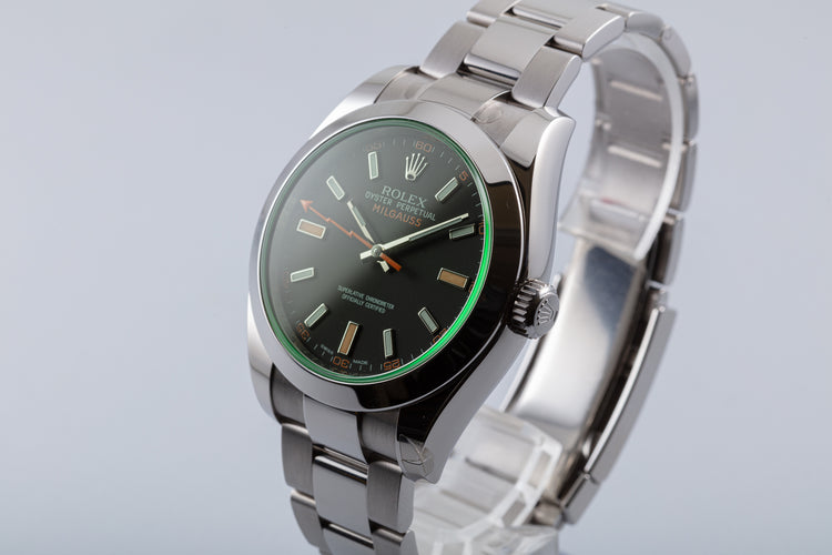 2011 Rolex Milgauss 116400LV Green with Card