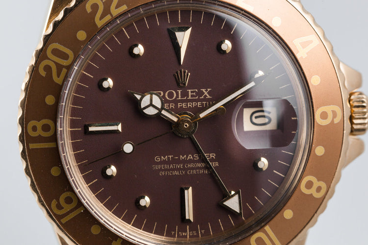 1970 Rolex 18K GMT-Master 1675 with Root Beer Dial