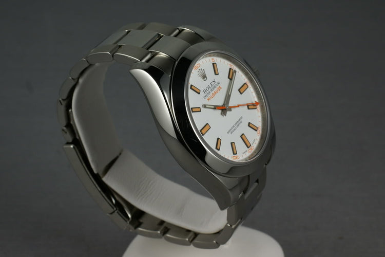Rolex Milgauss White Dial 116400  with Box and Papers