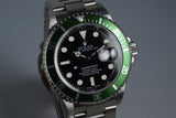 2004 Rolex Green Submariner 16610LV Mark I with Box and Papers MINT
