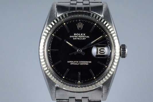 1967 Rolex DateJust 1601 Glossy Gilt Black Dial with Papers