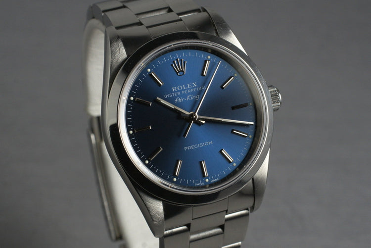 1991 Rolex Air King 14000 Blue Dial with Box and Papers