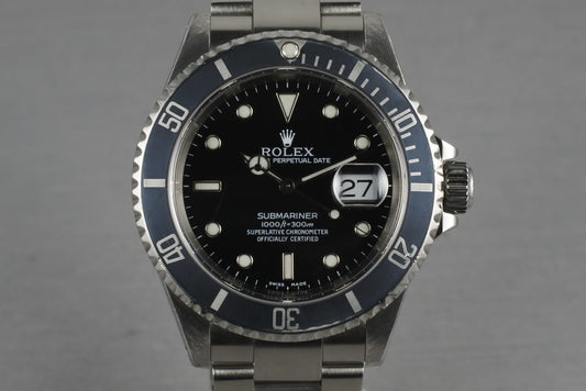 1999 Rolex Submariner 16610 Box and Papers