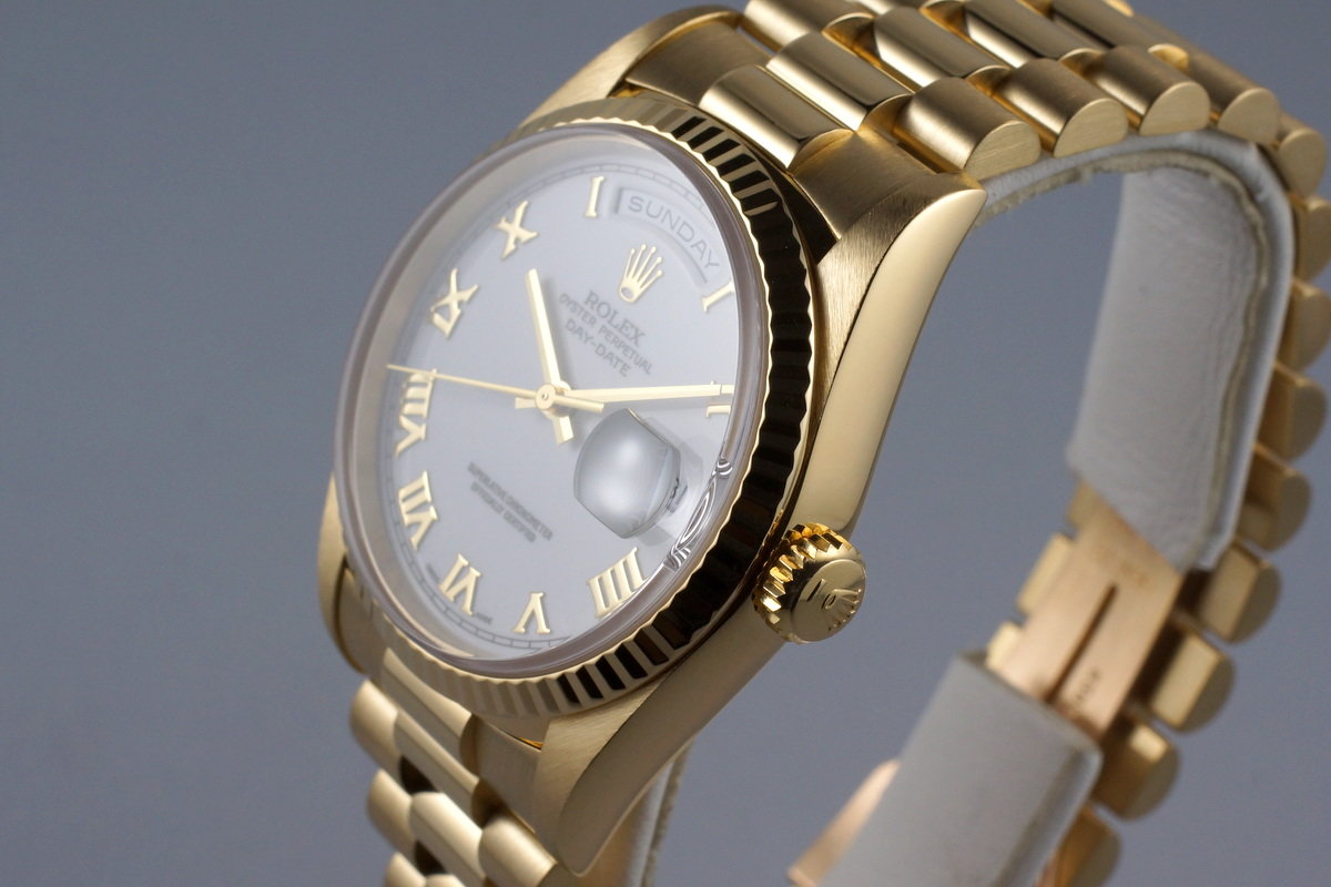 〇純正 ROLEX デイデイト 18238 駒 YG 16mm×6mm 4221 HQ Milton - 1995 Rolex YG Day-Date 18238 White Roman Dial