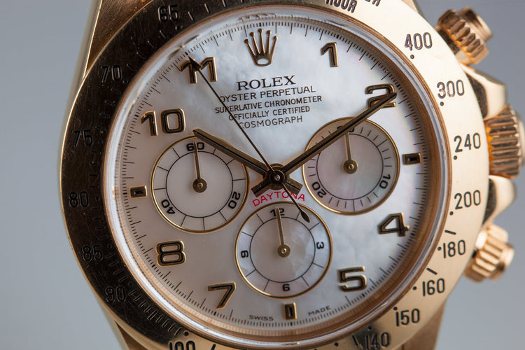 1999 Rolex 18K YG Daytona with Mother of Pearl Dial and Box and Papers