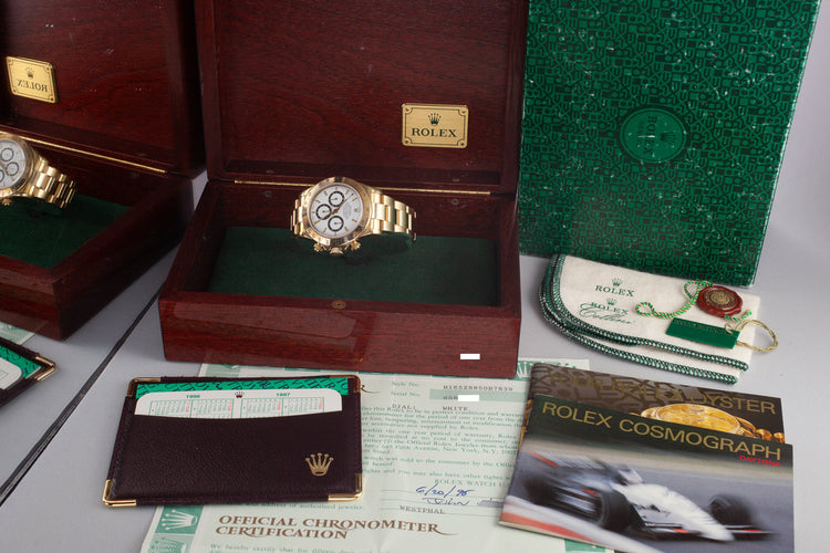 1993 Rolex 18K YG Daytona 16528 White "Inverted 6" Dial with Box and Papers
