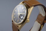 1964 Rolex YG DateJust 1601 Matte Black Gilt Service Dial