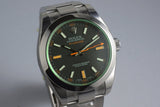 2009 Rolex Milgauss Green 116400V with Box and Papers MINT with Stickers