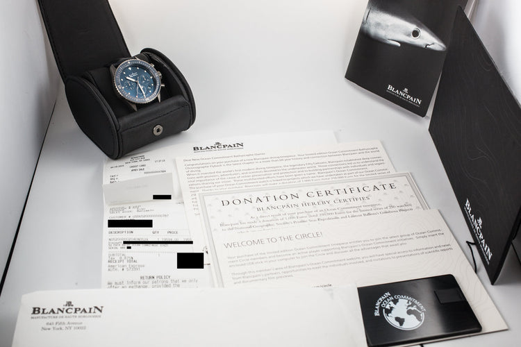 Blancpain Fifty Fathoms Bathyscaphe  Ceramic Flyback Chronograph Ocean Commitment 07825 with Box and Papers