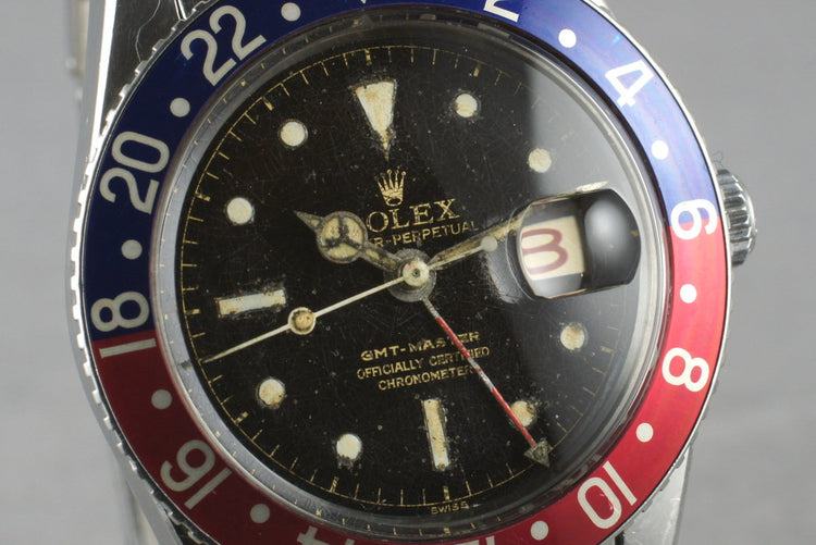 1958 Rolex GMT 6542 Glossy Gilt Chapter Ring with Service Papers