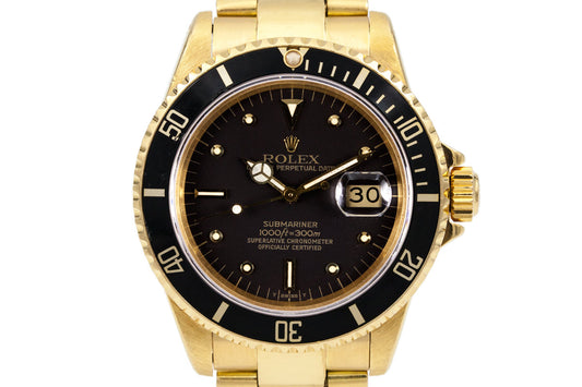 1982 Rolex YG Submariner 16808 Black Nipple Dial