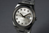 2010 Rolex Datejust II 116334 Silver Diamond Dial with Box and Papers