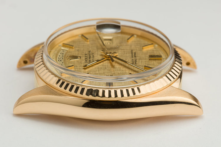 1971 18K YG Vintage Rolex Day-Date 1803 with Champagne Linen Dial