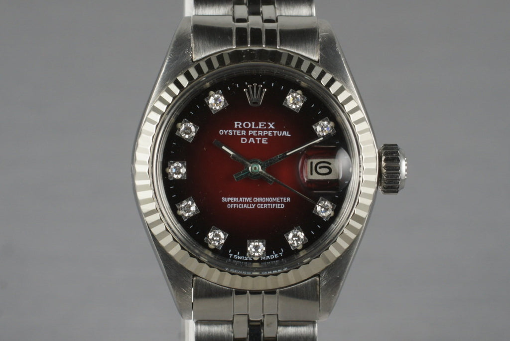 1981 Rolex Ladies Date 6917 Factory Stella Red Gradient Diamond Dial