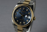 2005 Rolex Two Tone Datejust 116203 Factory Blue Diamond Dial with Box and Papers