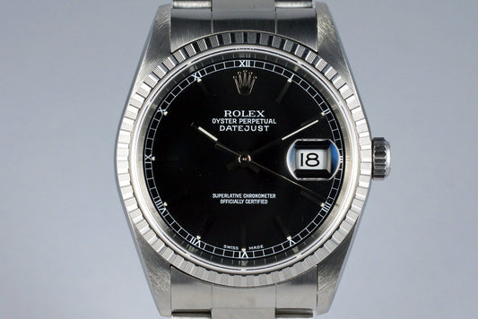 2002 Rolex DateJust 16220 Black Dial with Box and Papers