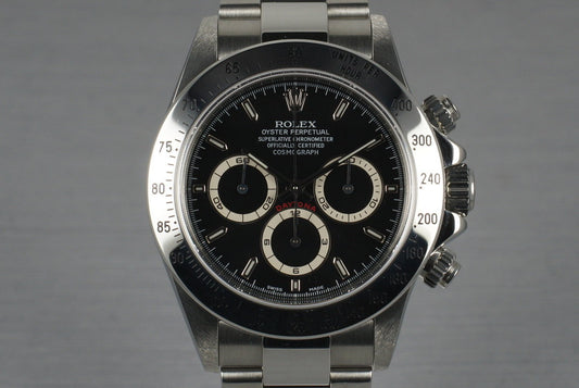 1999 Rolex SS Zenith Daytona 16520 Black Dial with Box and Papers