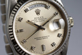 1994 Rolex WG Day-Date 18239 Factory Silver Diamond Dial