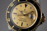 2005 Rolex Two-Tone Submariner 16613 Champagne Serti Dial with Box and Papers