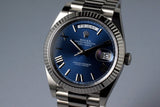 2015 Rolex WG Day-Date 228239 Blue Roman Dial with Box and Papers